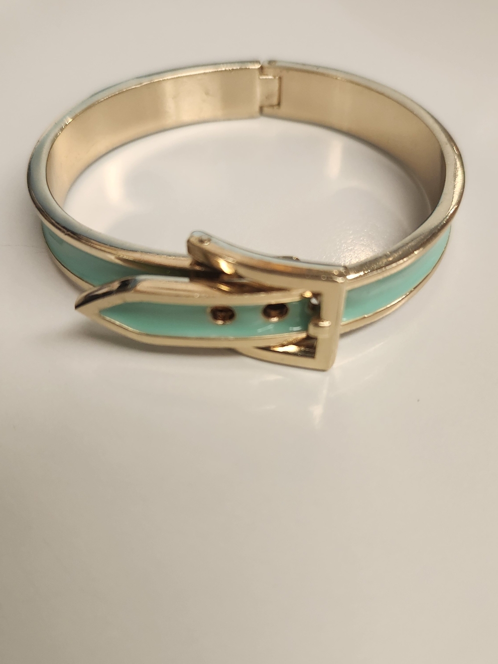 Women's Jewelry Teal Blue Belt Buckle Clasp Bangle Bracelet 9" Round